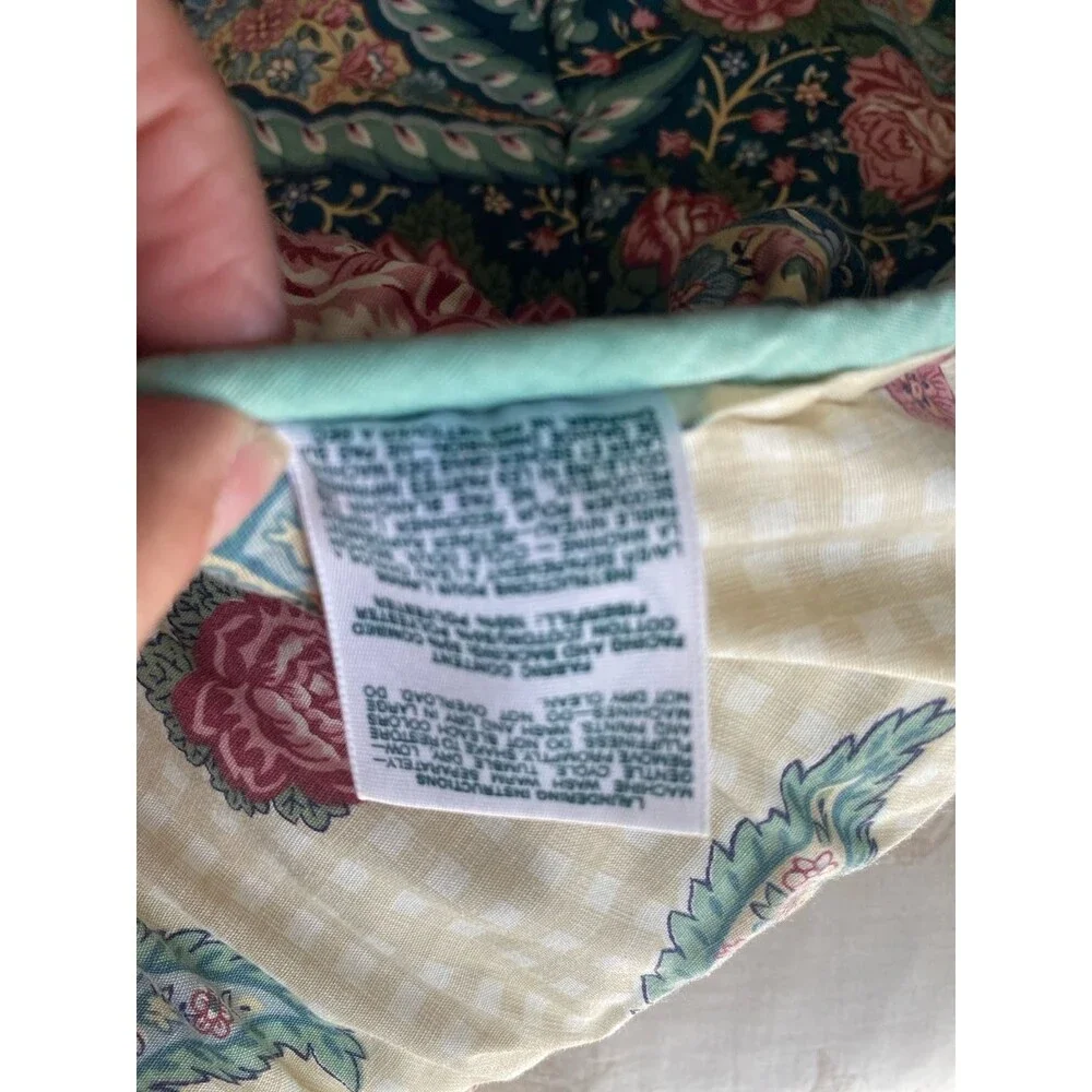 Laura Ashley Vtg Teal Paisley Pink Rose Reversible Comforter Full Boho Portobelo